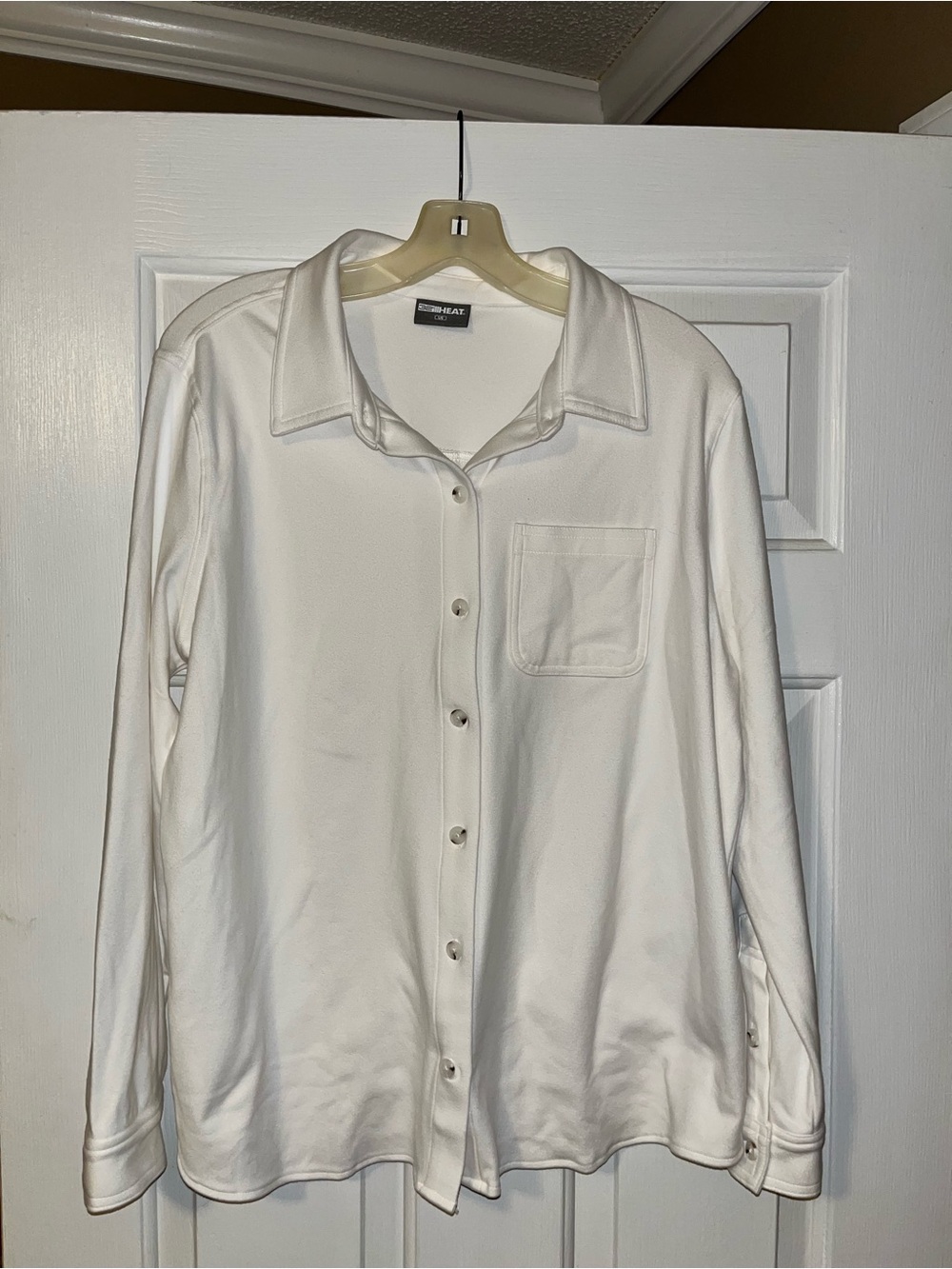 Classic Off White Button-Up Shirt warm & cozy fleece like